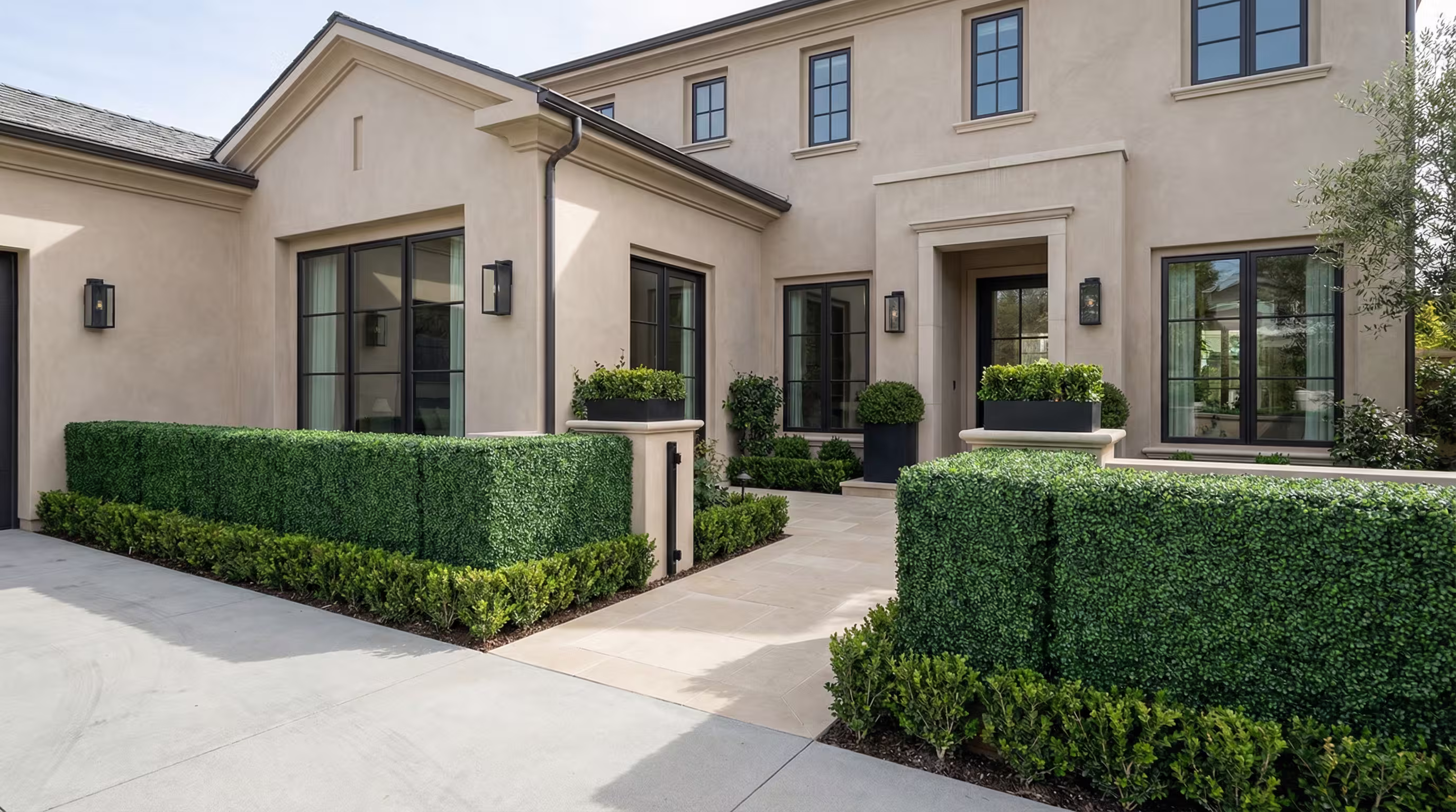 Artificial hedge and living wall installation in Pasadena, California
