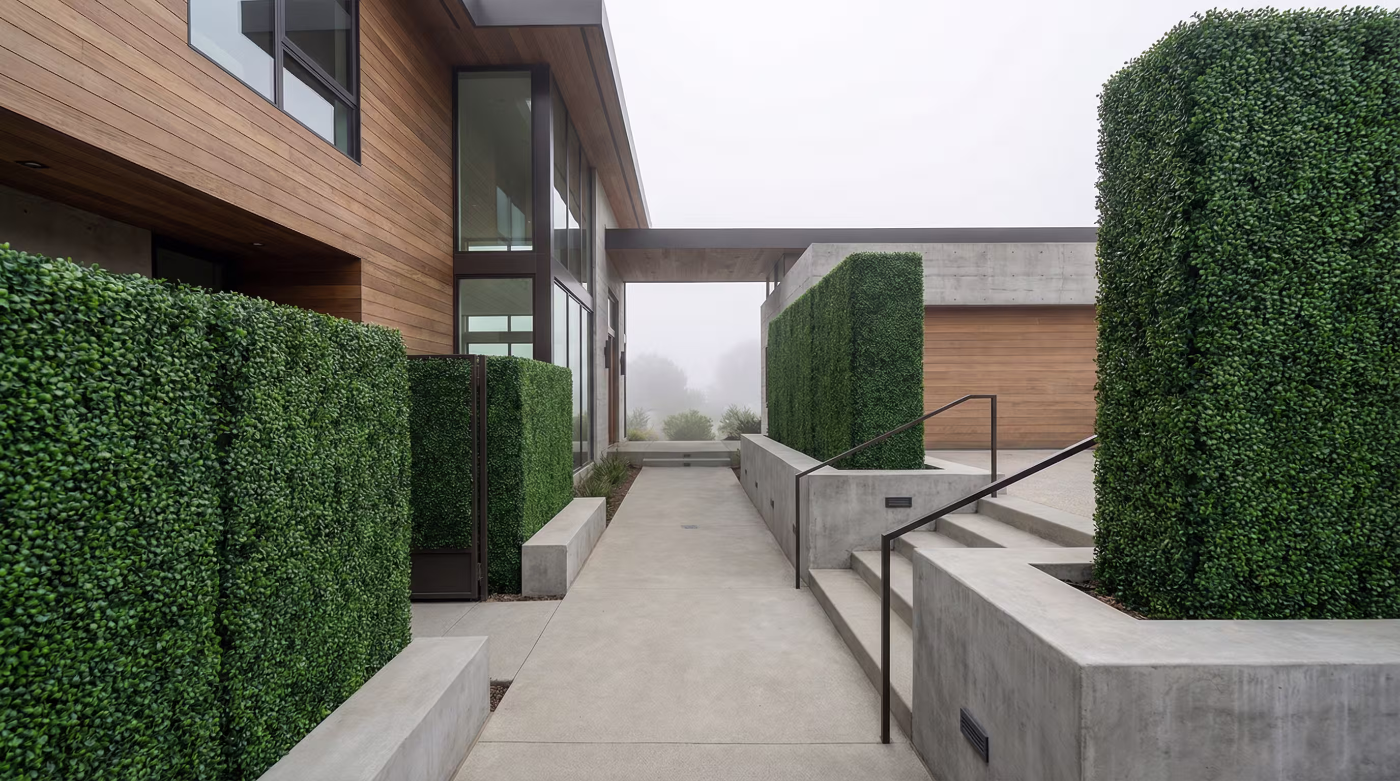 Artificial hedge and living wall installation in Corona, California