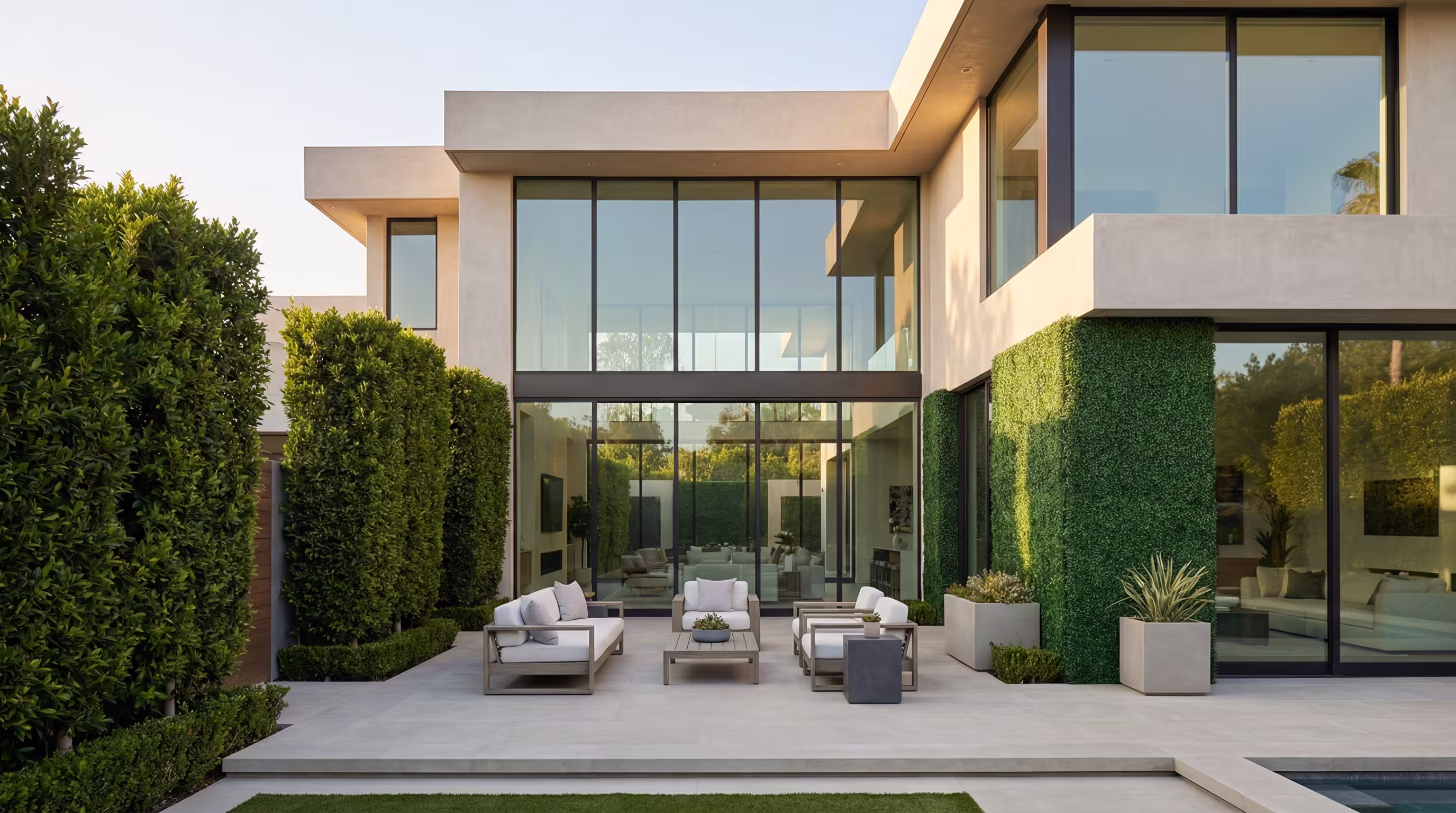 Artificial hedge and living wall installation in Anaheim, California