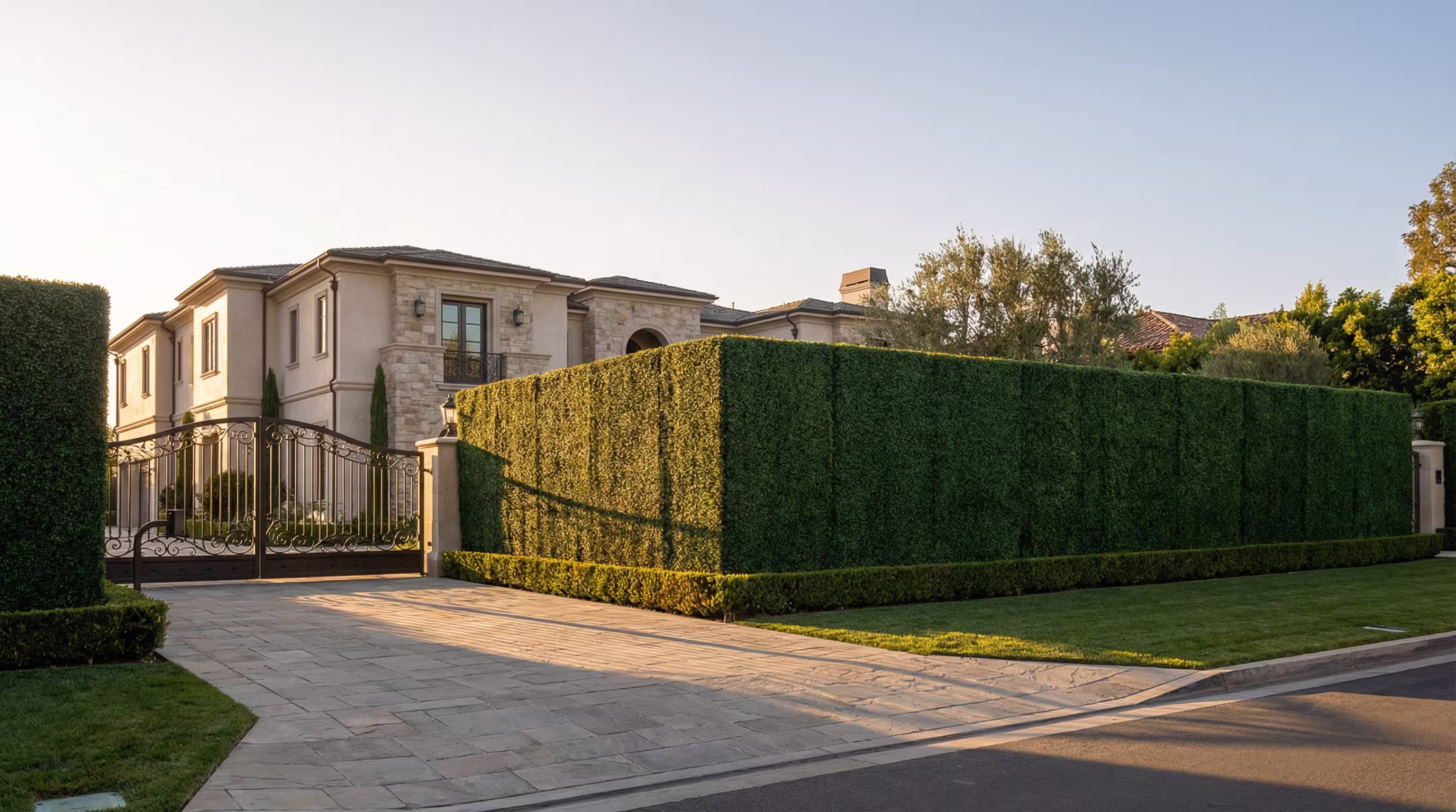 Artificial hedge and living wall installation in Beverly Hills, California