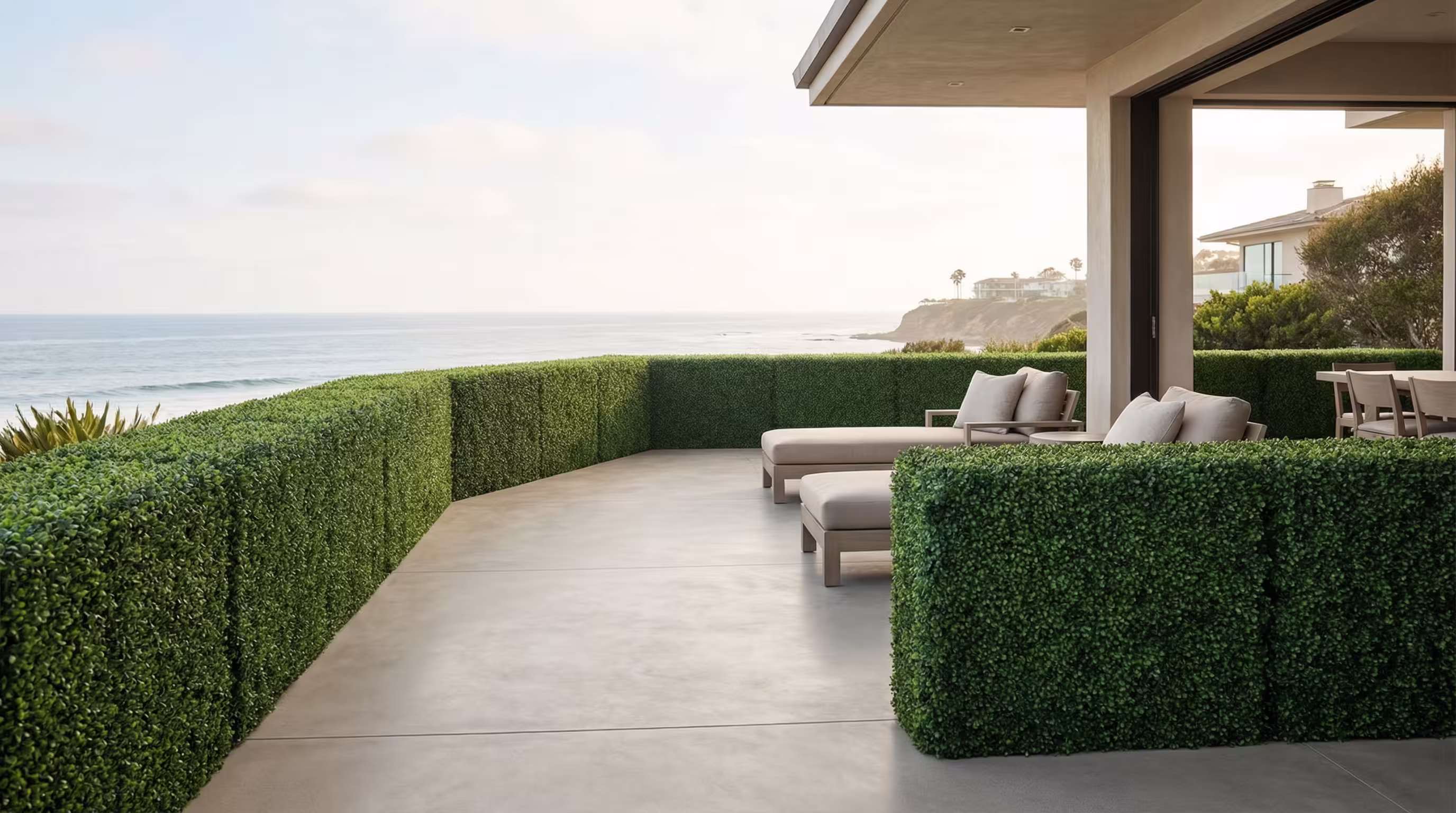 Artificial hedge and living wall installation example
