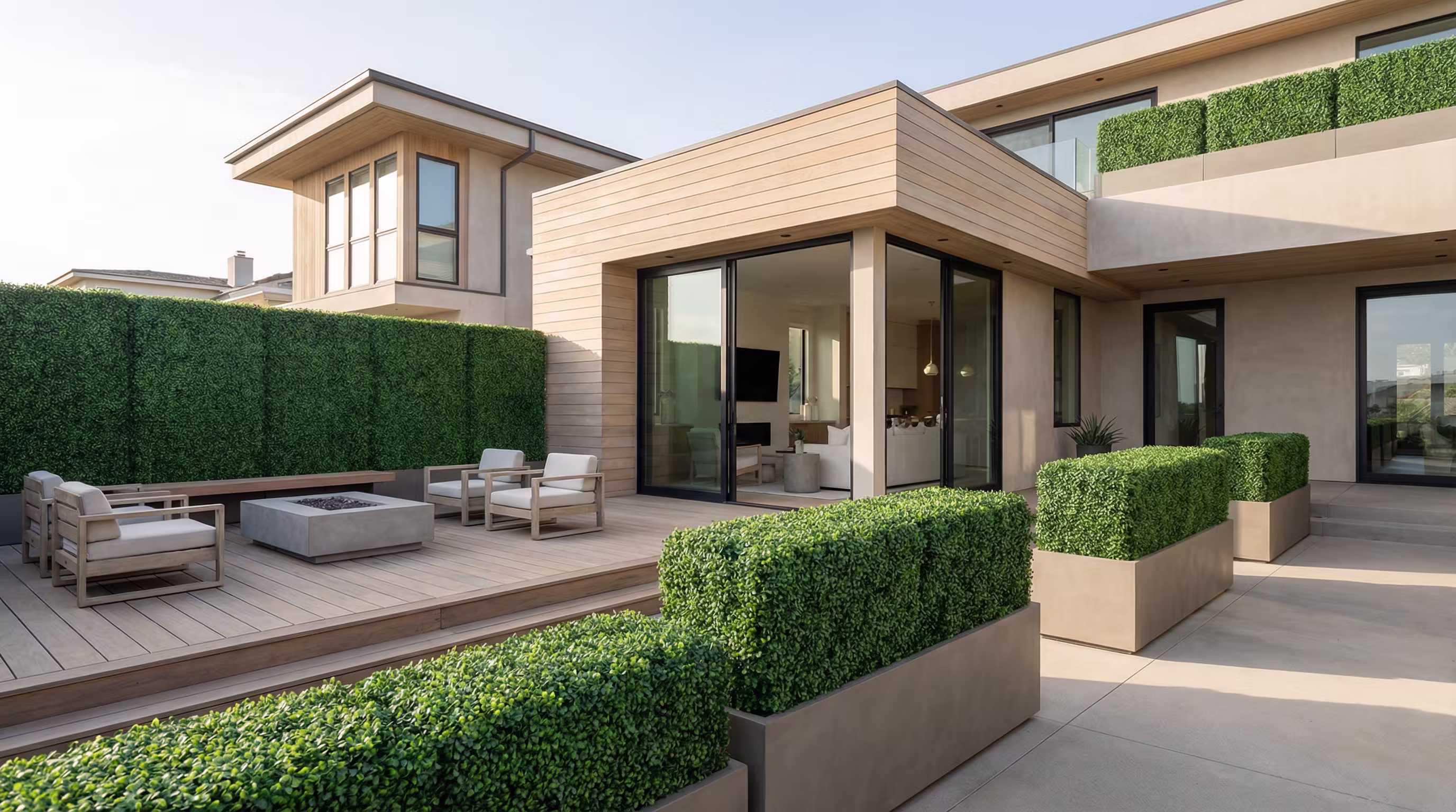 Artificial hedge and living wall installation in Mountain View, California