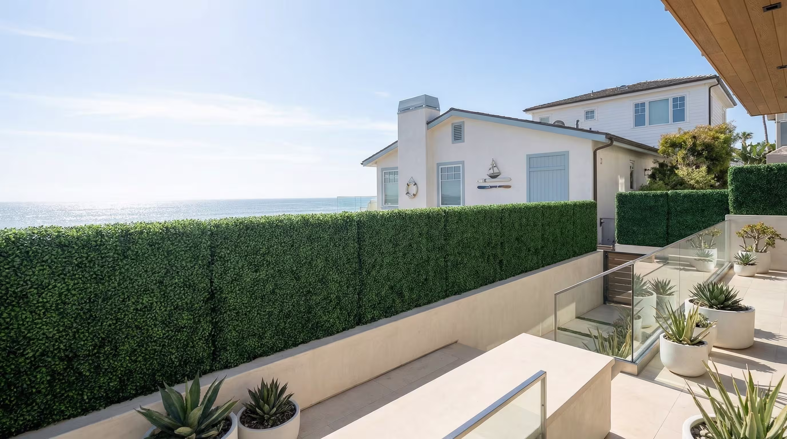 Artificial hedge and living wall installation in Coronado, California