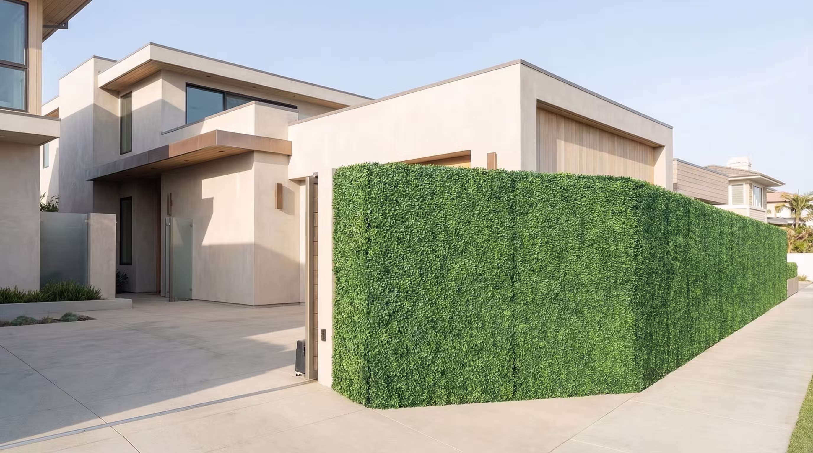 Artificial hedge and living wall installation in Irvine, California