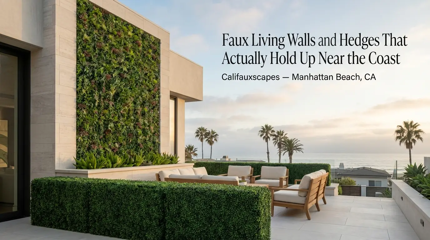 Califauxscapes in Manhattan Beach, CA: faux living walls and hedges that actually hold up near the coast