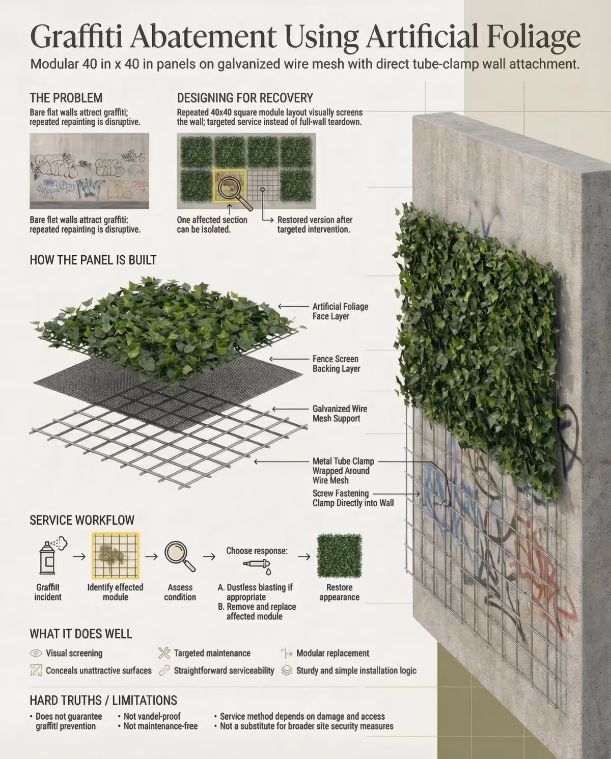 Compton graffiti abatement: 1,500 sq ft modular living wall on a block perimeter image 11
