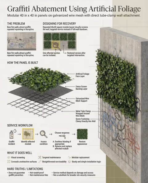 Compton graffiti abatement: 1,500 sq ft modular living wall on a block perimeter image 9