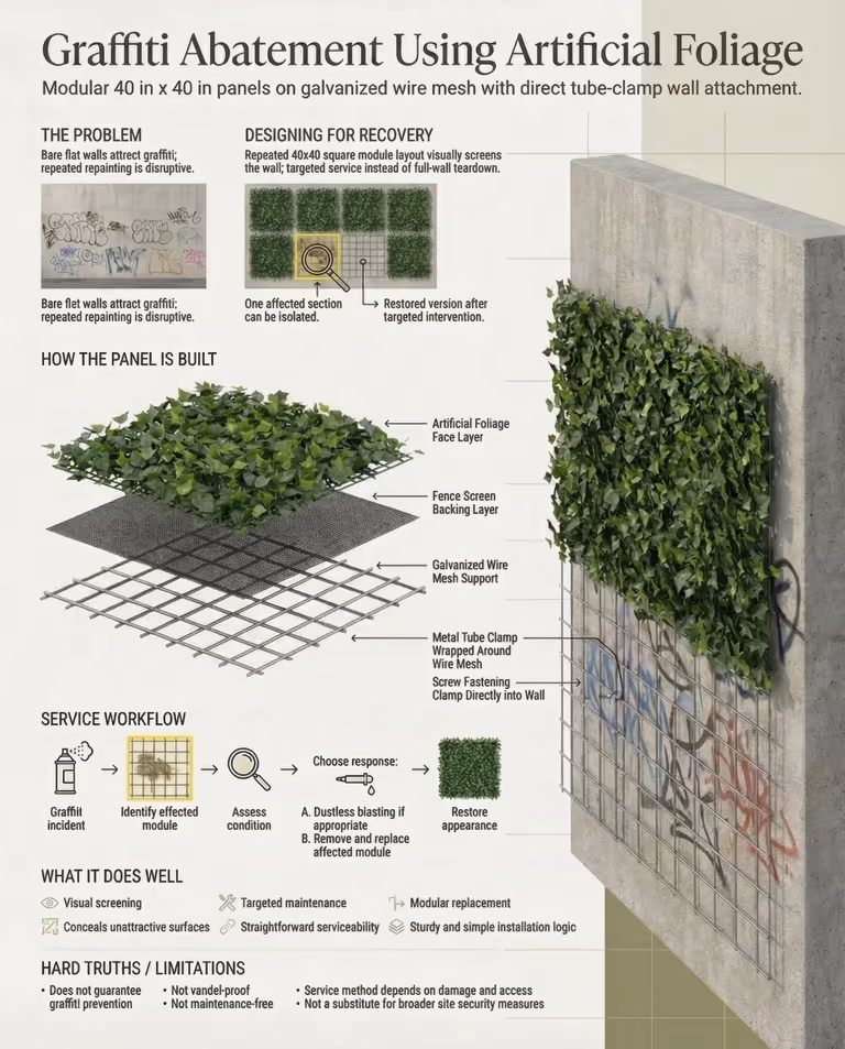 Compton graffiti abatement: 1,500 sq ft modular living wall on a block perimeter image 10